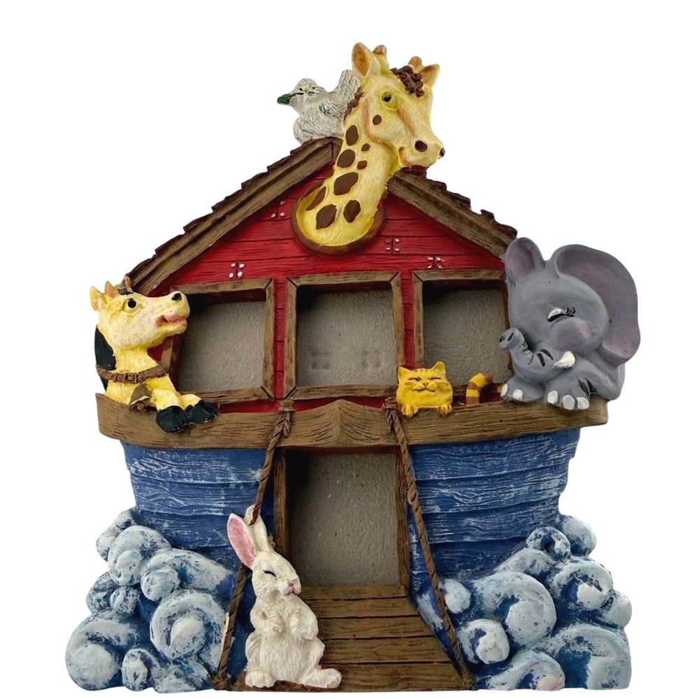 Noahs Ark Photo Frame Nursery Animals Religious Baby Kids Room Resin Decor
